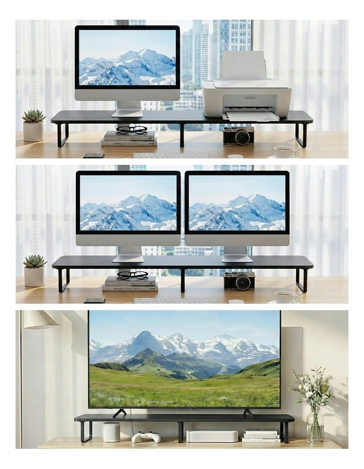 Riser Large Organiser Dual Monitor Stand 100cm in Black image 5