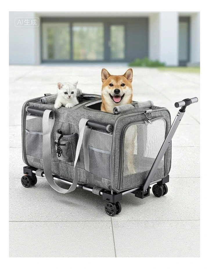 Premium Pet Trolley Carrier in Grey image 3