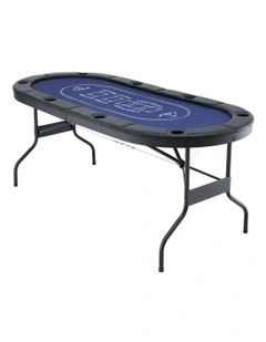 Top Folding Poker Table 8 Player 183cm in Blue