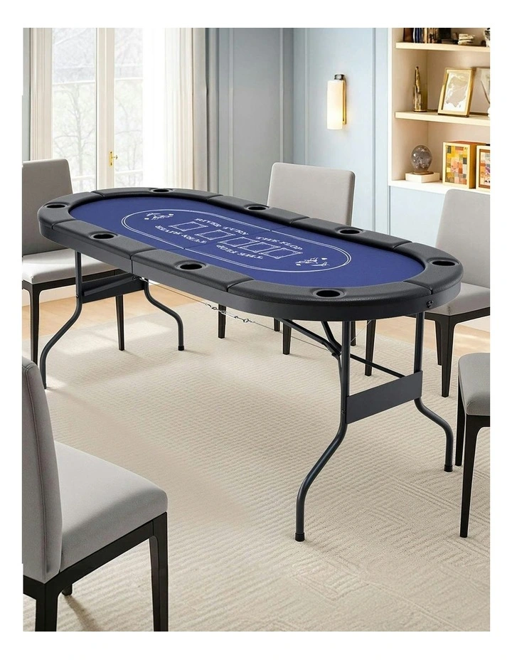 Top Folding Poker Table 8 Player 183cm in Blue image 3
