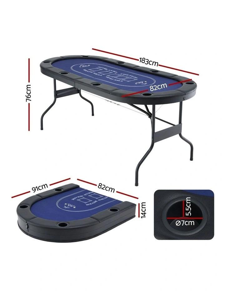 Top Folding Poker Table 8 Player 183cm in Blue image 4