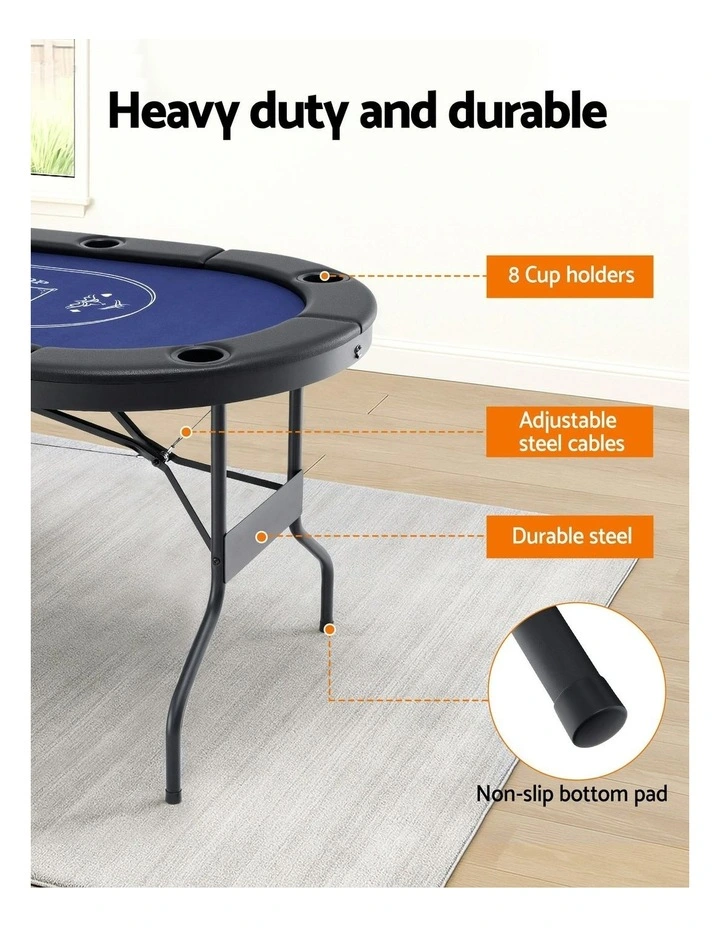 Top Folding Poker Table 8 Player 183cm in Blue image 5
