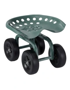 Garden Seat 360 Swivel Rolling Adjustable Height Work Scooter 150kg in Green