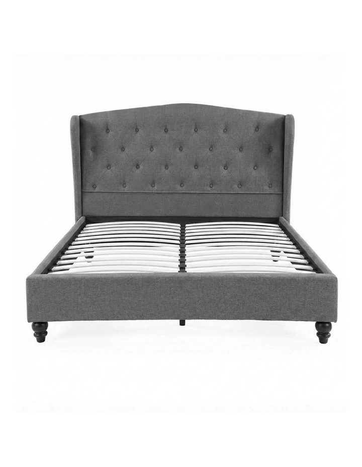 Linen Upholstered Platform Bed Base with Double Bed Frame in Grey image 2