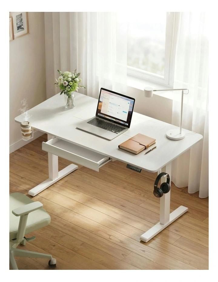 Adjustable Height Electric Standing Desk 140cm in White image 3