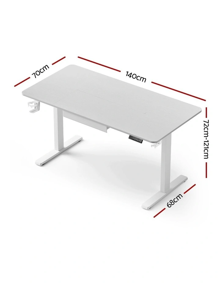 Adjustable Height Electric Standing Desk 140cm in White image 4