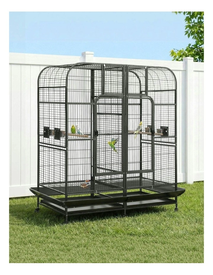 Extra Large Aviary Castor Wheel Removable Divider Parrot Cage 185cm in Black image 3