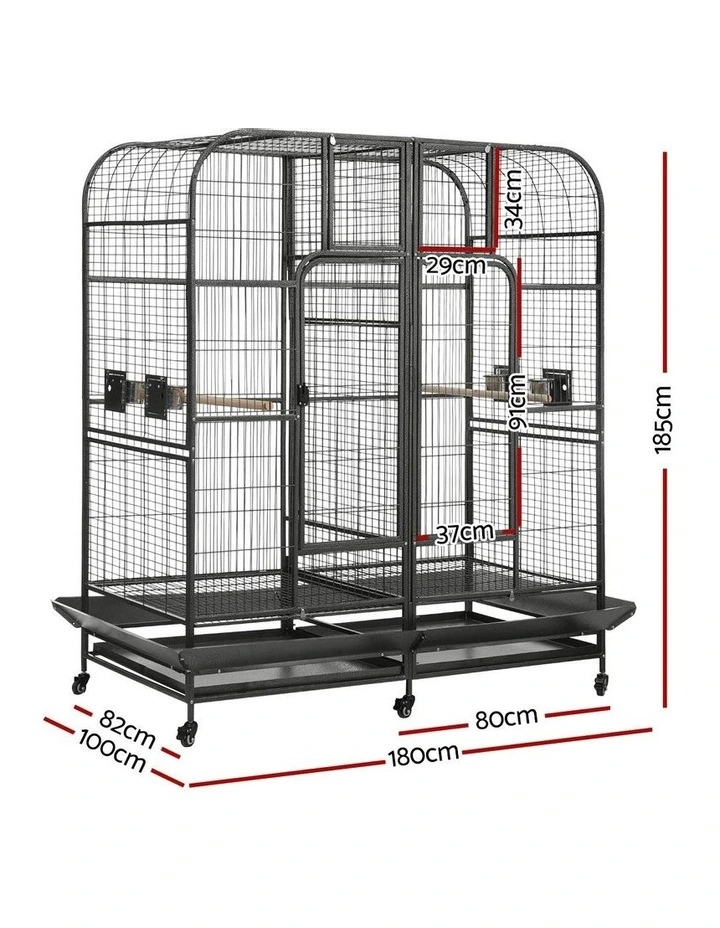 Extra Large Aviary Castor Wheel Removable Divider Parrot Cage 185cm in Black image 4