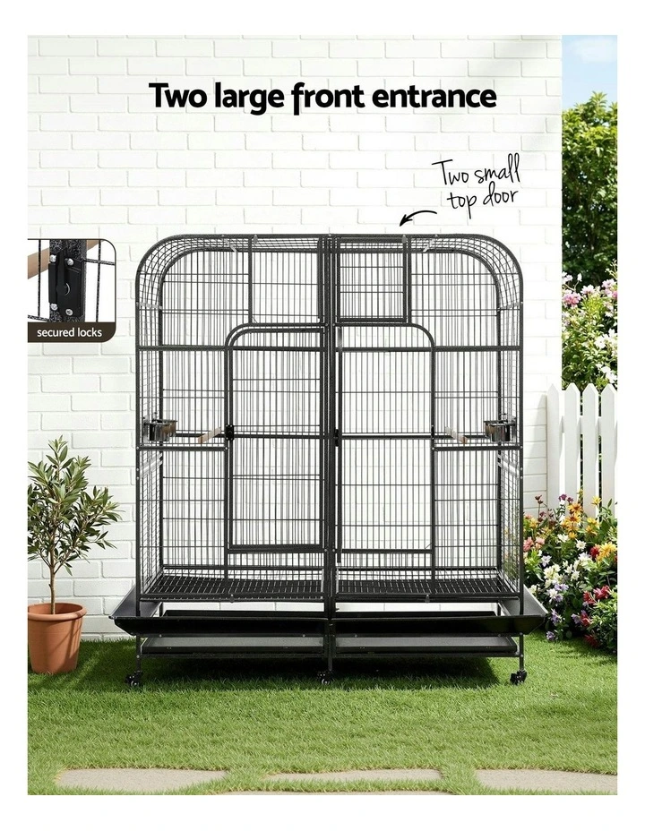 Extra Large Aviary Castor Wheel Removable Divider Parrot Cage 185cm in Black image 5