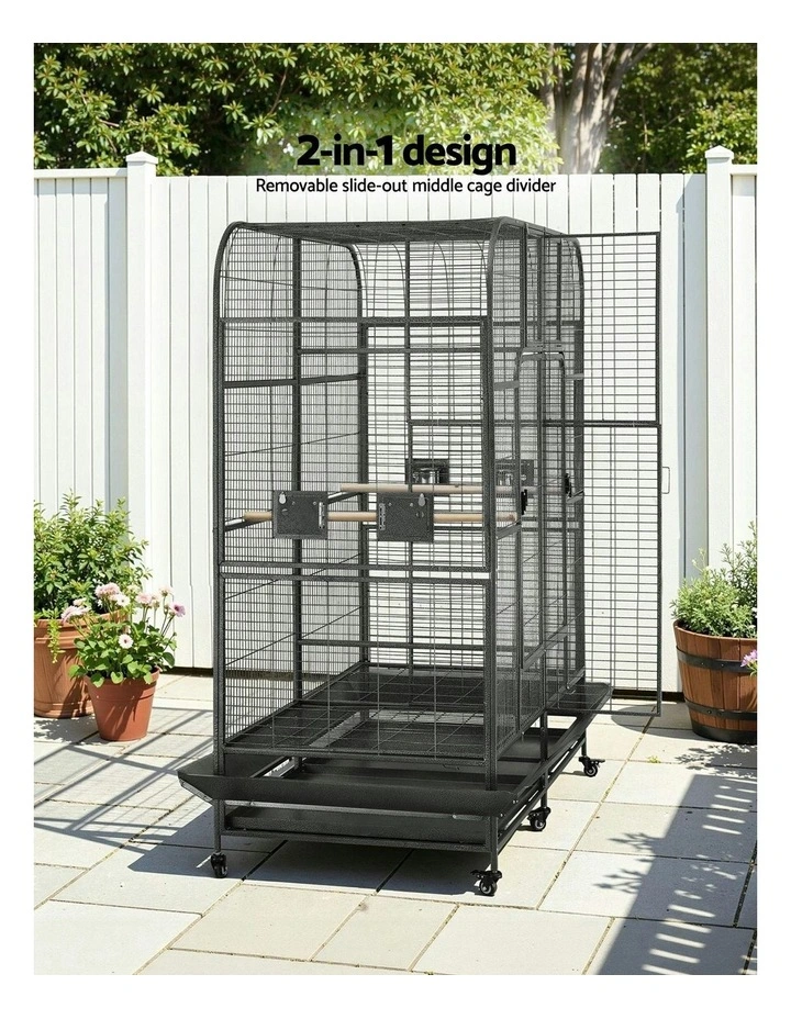 Extra Large Aviary Castor Wheel Removable Divider Parrot Cage 185cm in Black image 6