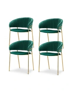 Dining Chairs Velvet Hollow Armchair Set of 4 in Green