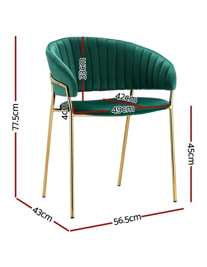 Dining Chairs Velvet Hollow Armchair Set of 4 in Green image 4