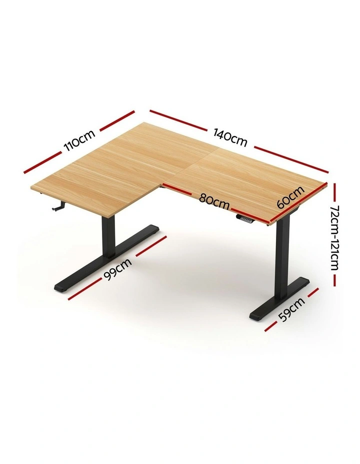 L-Shape Electric Standing Desk Sit Stand Up Height Adjustable Motorised in Brown image 4