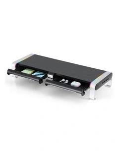 RGB Monitor Stand with USB Hub Desk Organiser Charging Stand Computer Stand in Black