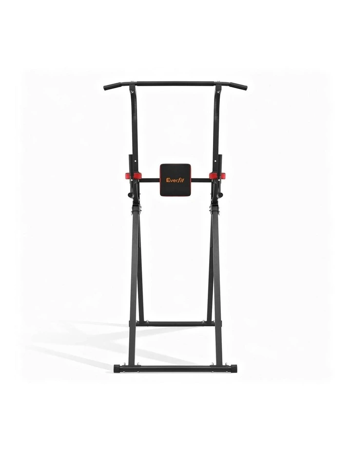 Chin Up Tower Pull Up Station Adjustable Dip Station Folding Home Gym in Black image 2