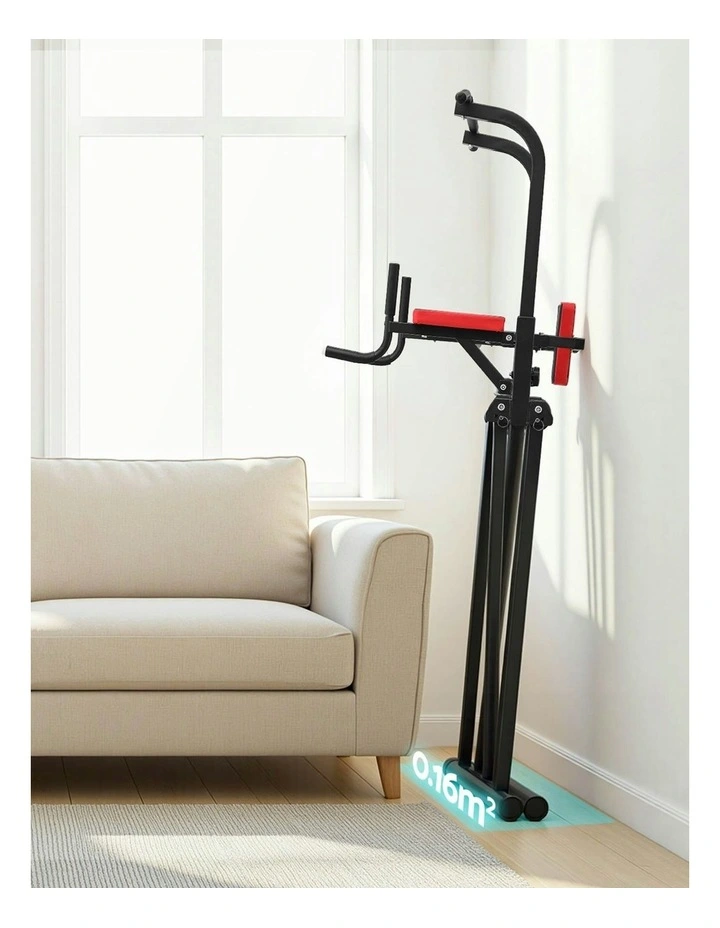 Chin Up Tower Pull Up Station Adjustable Dip Station Folding Home Gym in Black image 6