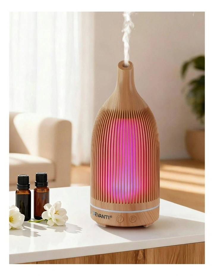 LED Lights Iron Humidifier Forest Ultrasonic Aroma Diffuser Aromatherapy 200ml in Light Wood Grain image 3