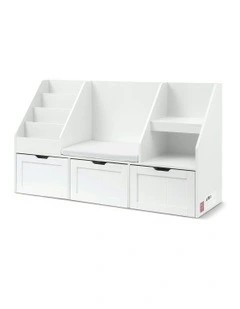 Bookshelf Storage Organiser Toy Box Drawer Bench Seat Cabinet in White