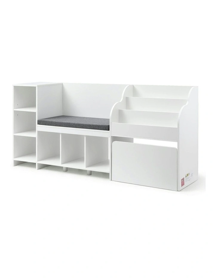 Storage Unit Bookshelf Toy Box Organiser Bench Seat Cabinet 170cm in White image 1