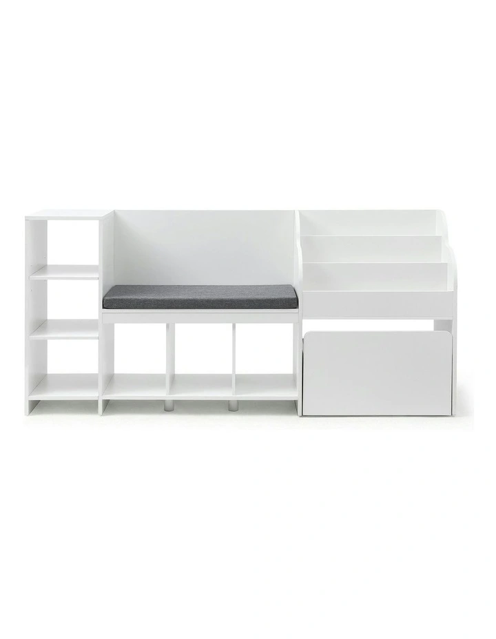 Storage Unit Bookshelf Toy Box Organiser Bench Seat Cabinet 170cm in White image 2