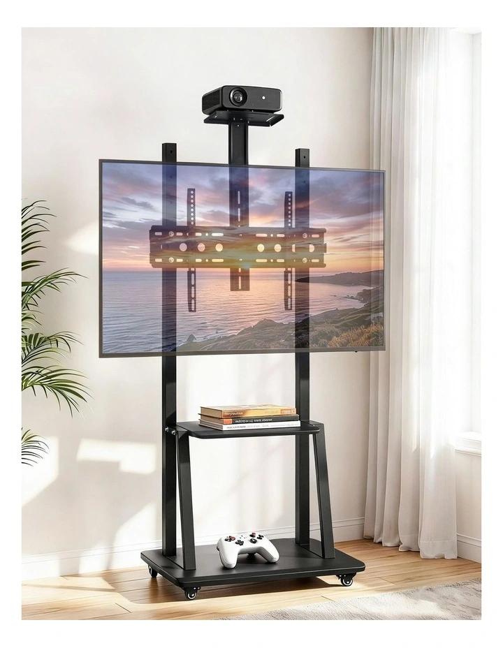 Universal Mobile Adjustable Height TV Stand with Wheels 32-70 in Black image 3