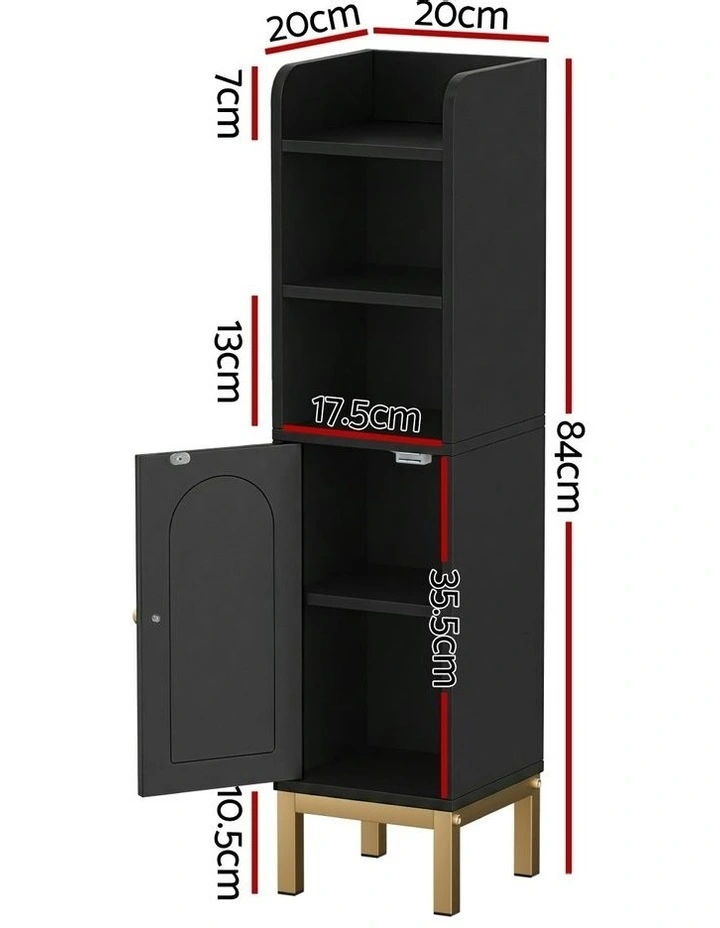 Floor Organizer Toilet Corner Adjustable Bathroom Storage Cabinet in Black image 4