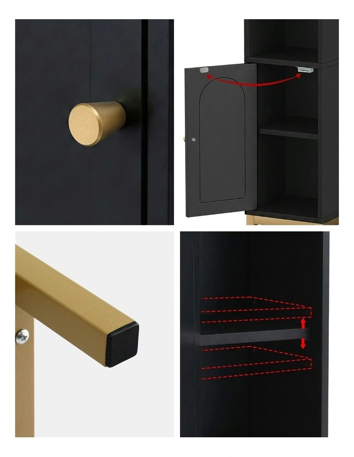 Floor Organizer Toilet Corner Adjustable Bathroom Storage Cabinet in Black image 6