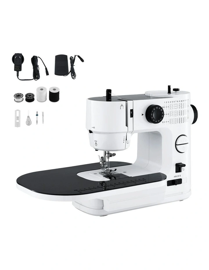 Portable Sewing Machine Kit Mini Sewing Machine 39 Stitches in White Black image 1
