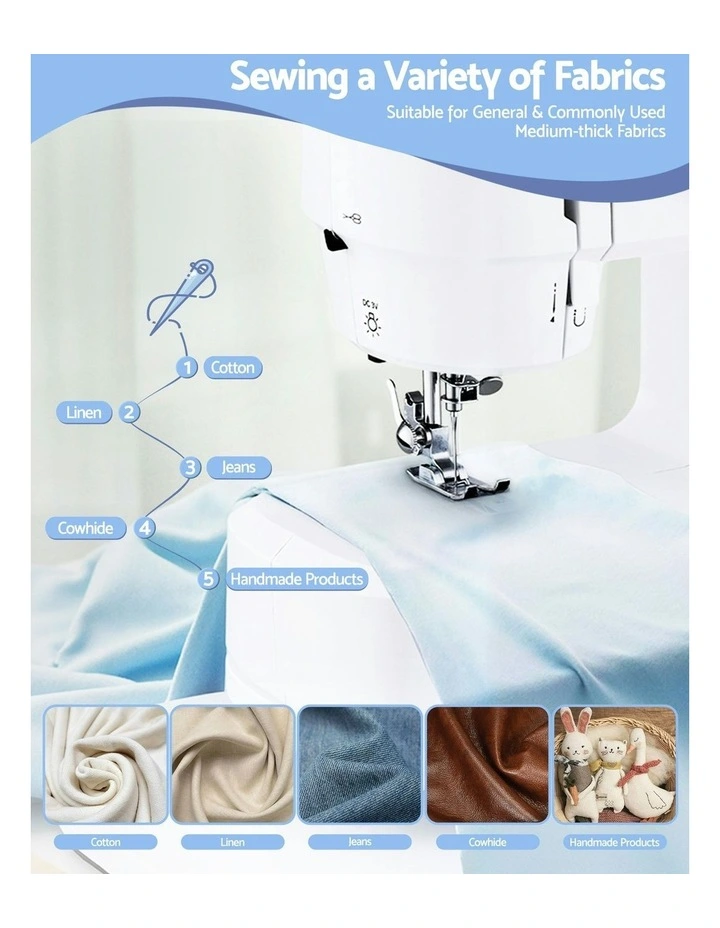 Portable Sewing Machine Kit Mini Sewing Machine 39 Stitches in White Black image 7