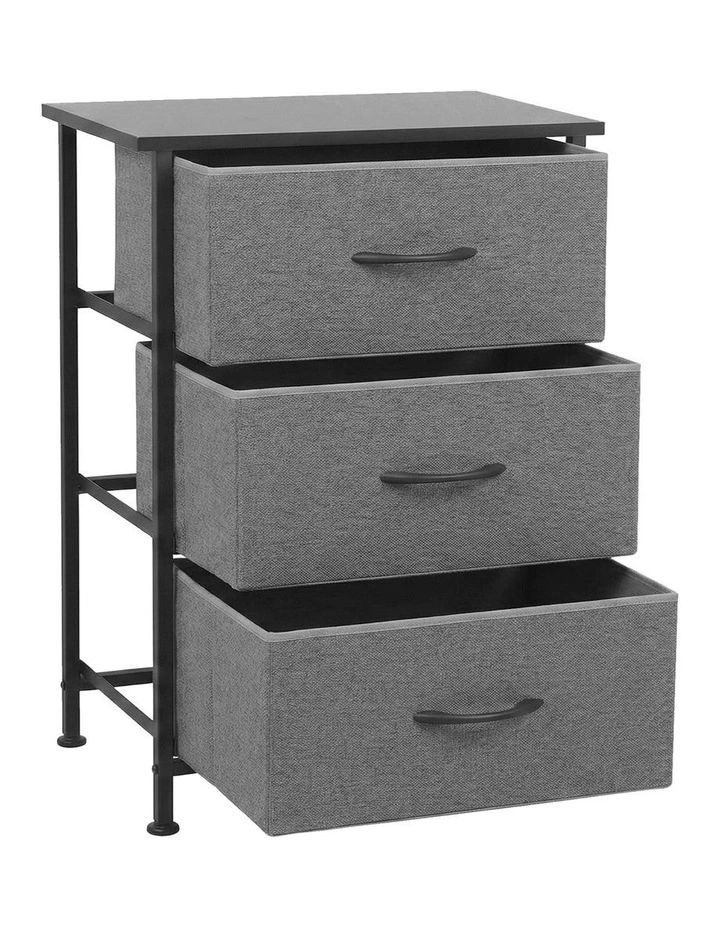 Dresser Tallboy Drawers Storage Chest of 3 in Grey image 1