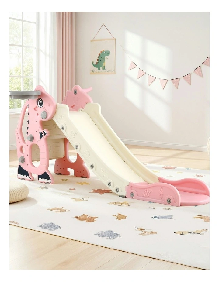 Outdoor Playground Toy Dragon Slide Set Basketball Hoop 125cm in Pink image 3