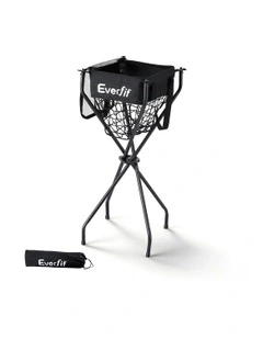 Portable Ball Cart Foldable Pickleball Tennis Baseball Softball in Black