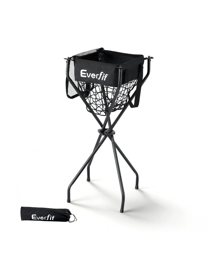 Portable Ball Cart Foldable Pickleball Tennis Baseball Softball in Black image 1