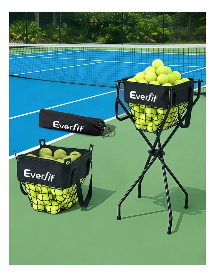 Portable Ball Cart Foldable Pickleball Tennis Baseball Softball in Black image 3
