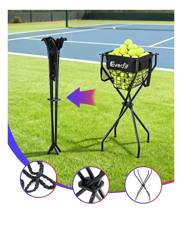 Portable Ball Cart Foldable Pickleball Tennis Baseball Softball in Black image 5