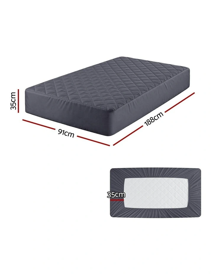 Microfiber Fit Single Water-Resistant Mattress Protector 35cm 360 in Grey image 4