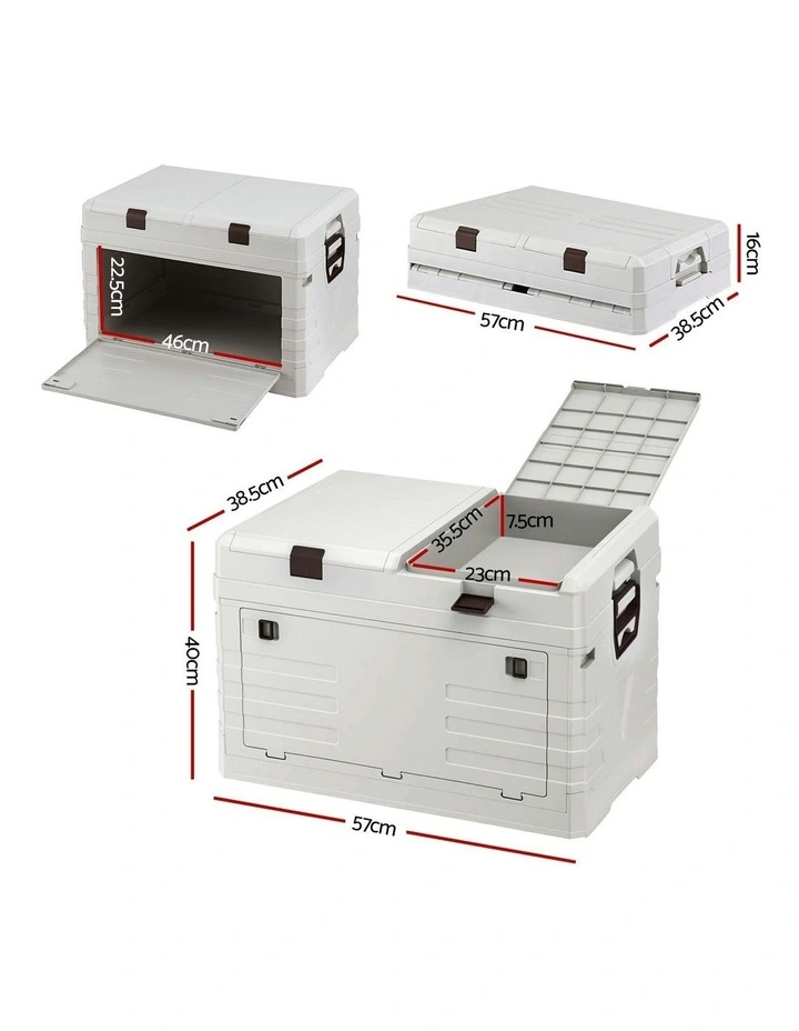 Foldable Camping Collapsible Bins Organizer Outdoor Storage Box 80L in Beige image 4