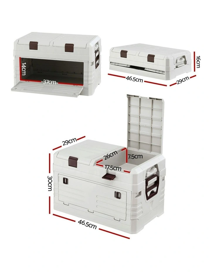 Foldable Camping Collapsible Bins Organizer Outdoor Storage Box 40L in Beige image 4