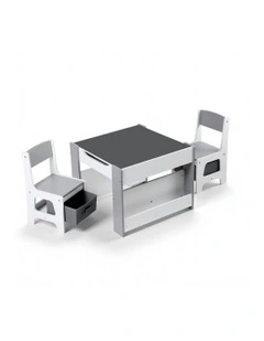 4-in-1 Table And Chairs Set in Grey