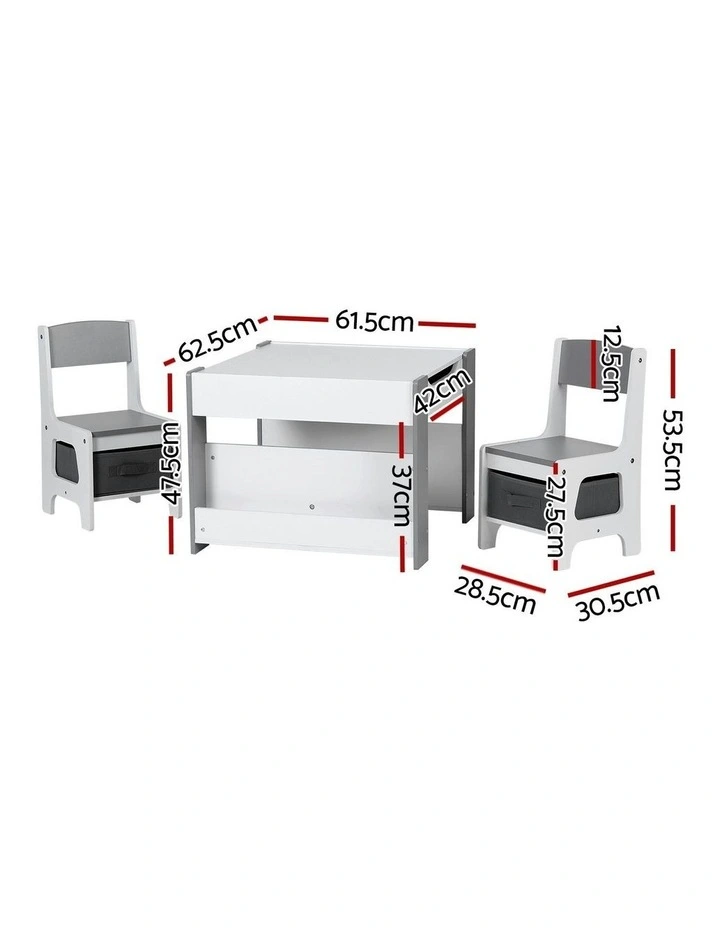 4-in-1 Table And Chairs Set in Grey image 4
