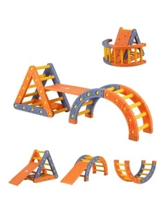 Climbing Frame Set With Slide Indoor Outdoor Toddler Toys Pikler Triangle Climber With Arch