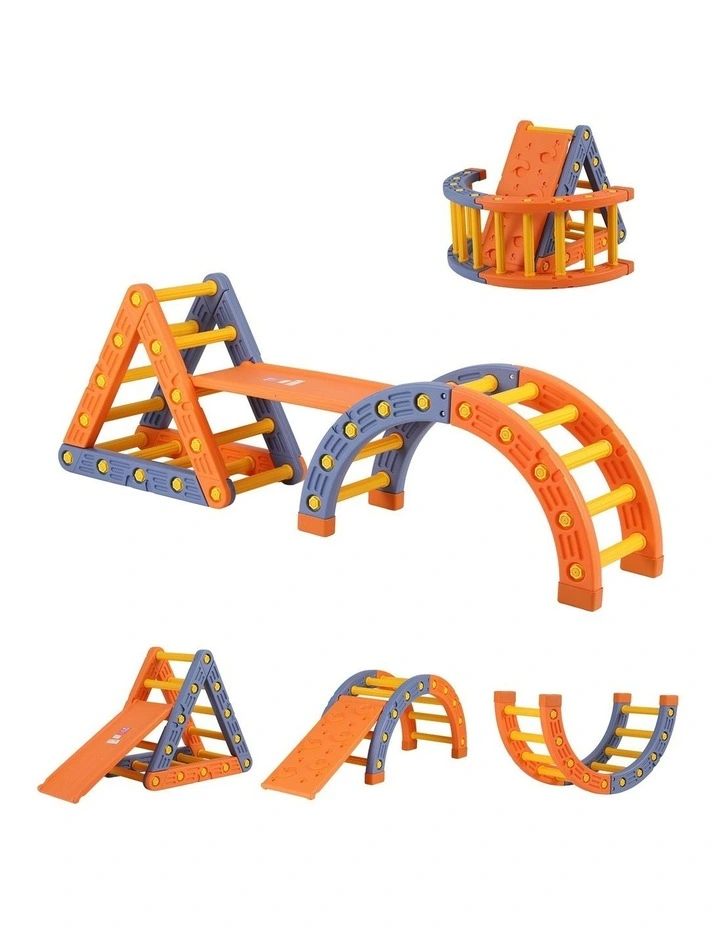 Climbing Frame Set With Slide Indoor Outdoor Toddler Toys Pikler Triangle Climber With Arch image 1