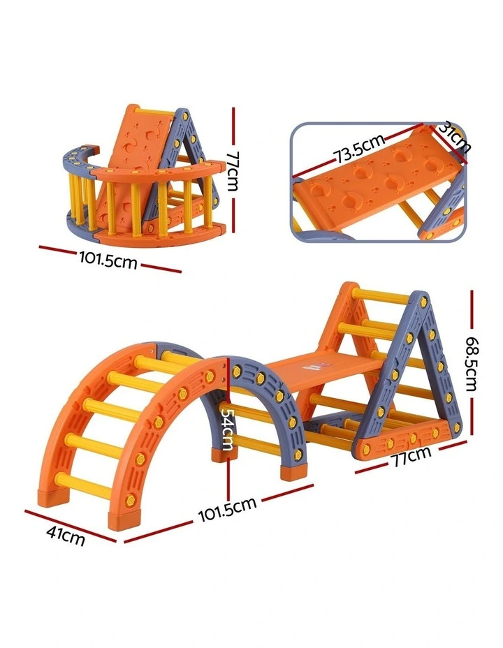 Climbing Frame Set With Slide Indoor Outdoor Toddler Toys Pikler Triangle Climber With Arch image 4