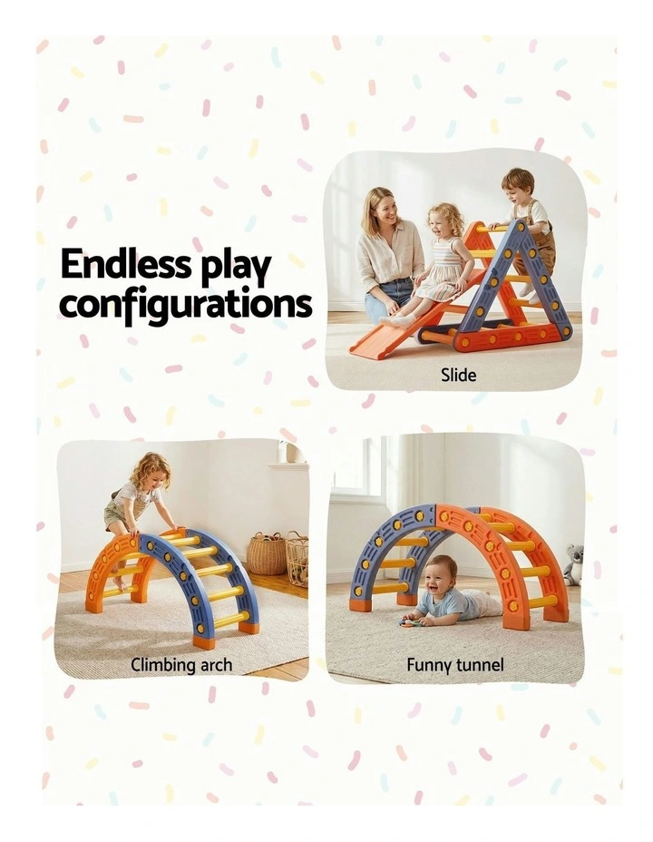 Climbing Frame Set With Slide Indoor Outdoor Toddler Toys Pikler Triangle Climber With Arch image 5