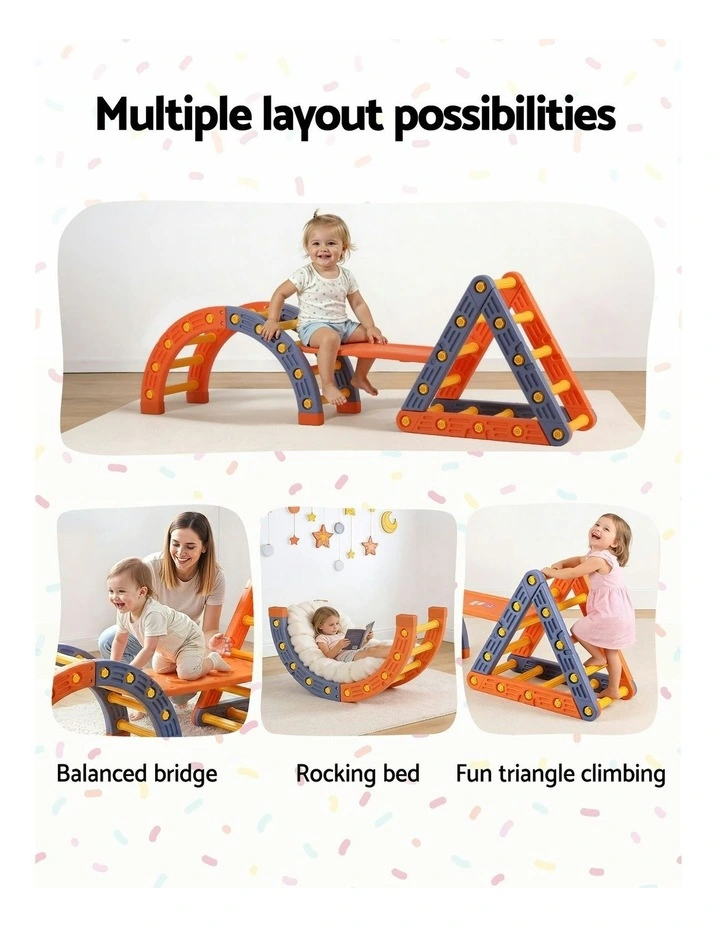 Climbing Frame Set With Slide Indoor Outdoor Toddler Toys Pikler Triangle Climber With Arch image 6