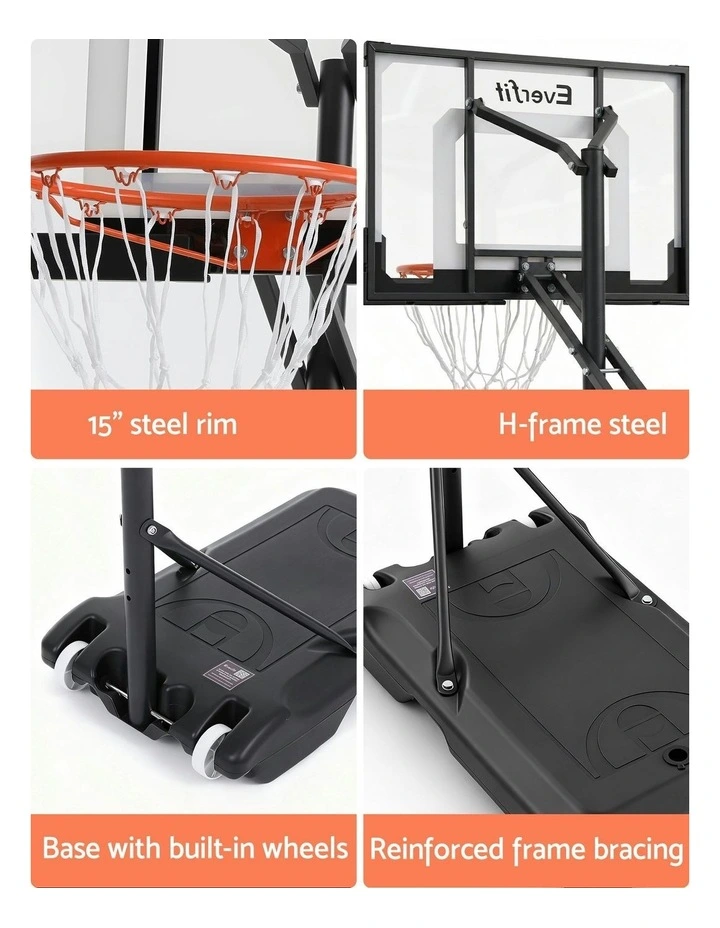 Everfit Portable Basketball Hoop Adjustable Pool Goal System Backyard 1.05M-2.1M image 7