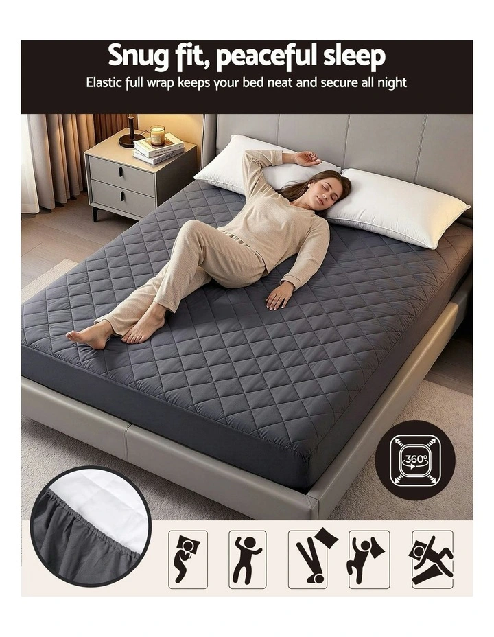 360 Fit Double Water-Resistant Microfiber Mattress Protector in Grey image 6