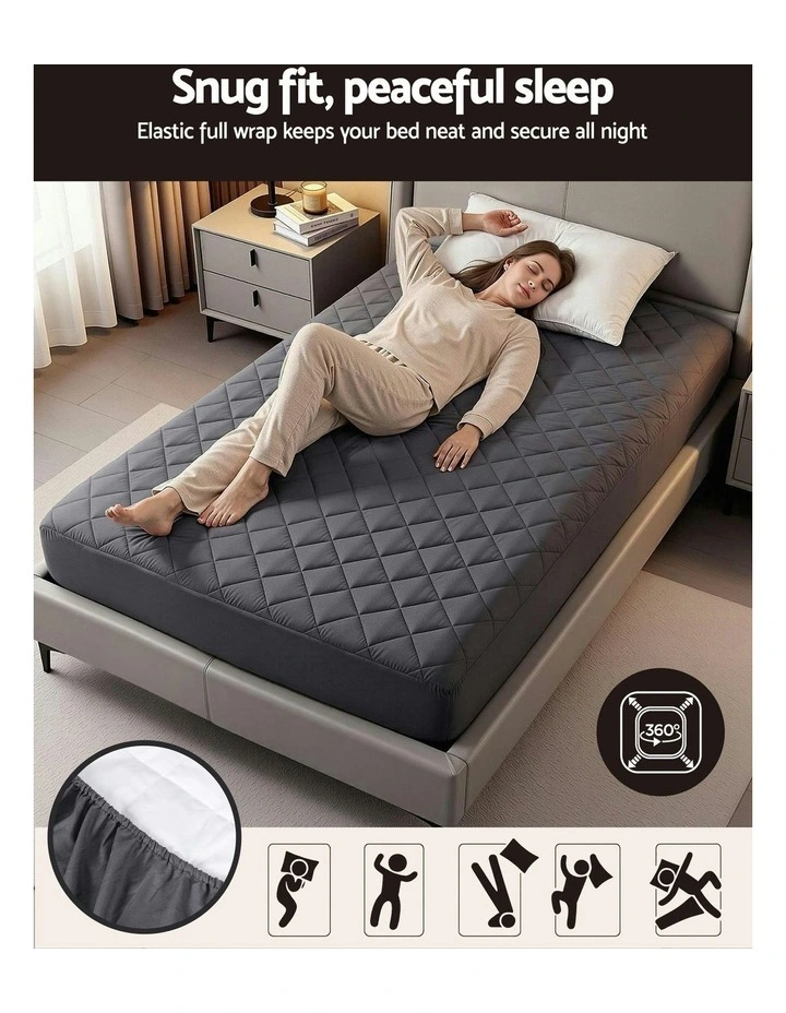 360 Fit King Single Water-Resistant Microfiber Mattress Protector in Grey image 6