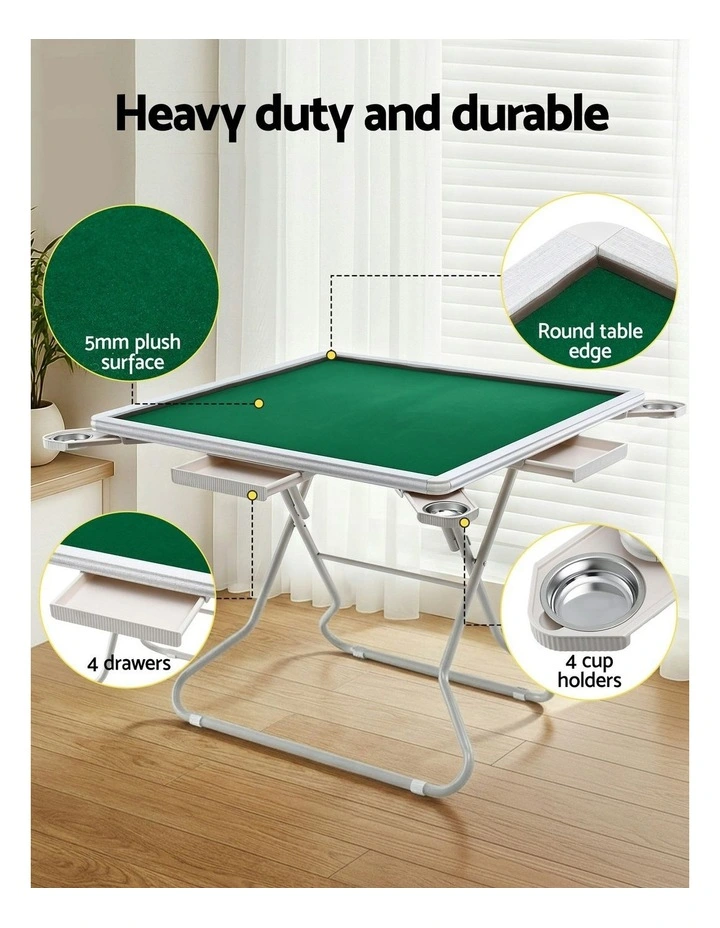 Folding Mahjong Table With 4 Drawers And Cup Holders image 5