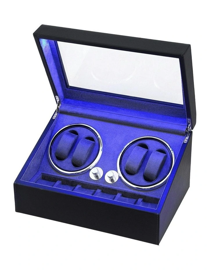 Automatic Watch Box Luxury Storage LED Watch Winder in Black image 1